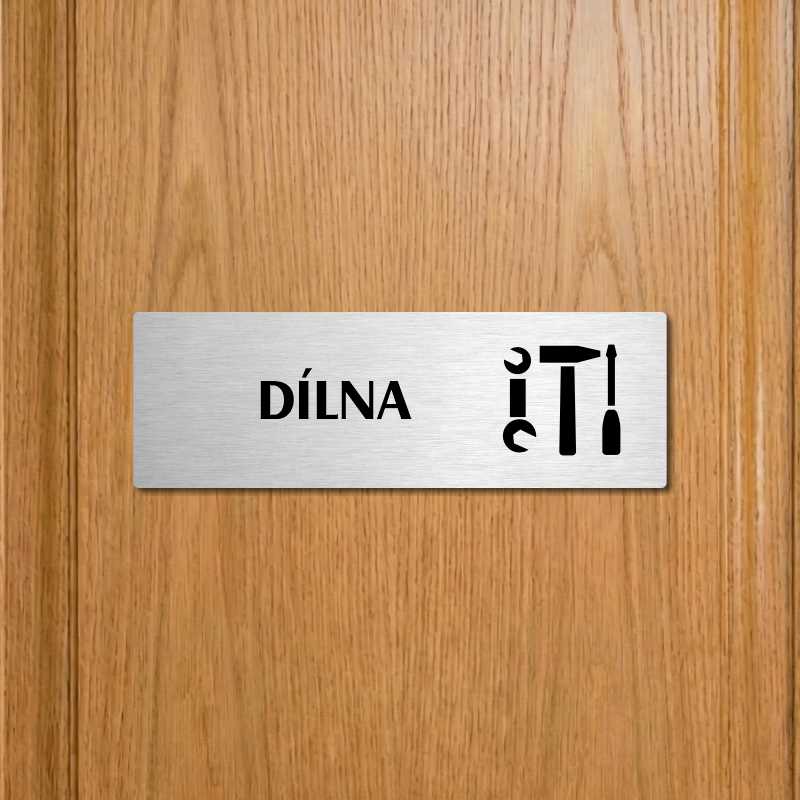 Dílna, 240x79mm, zlatá popiska s imitacemi šroubků